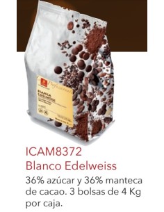 COBERTURA BLANCA EDELWEISS 34% CACAO. 4 KG